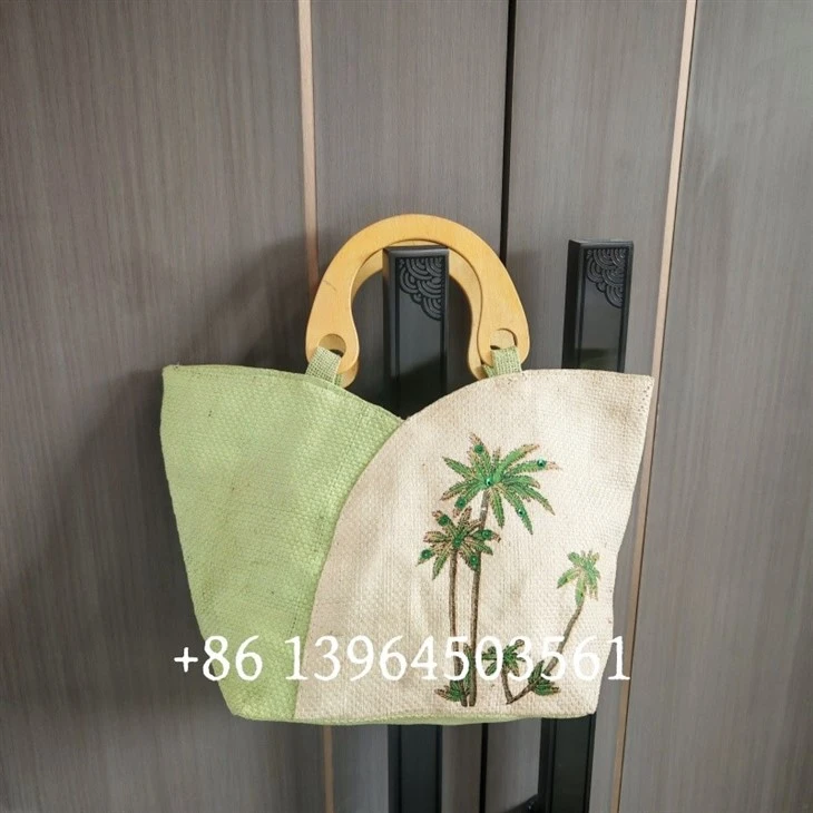 대나무 짠 짚 핸드백