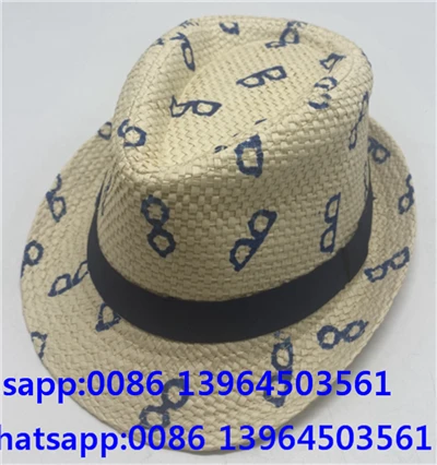 인쇄 패턴이 있는 밀짚 페도라 모자