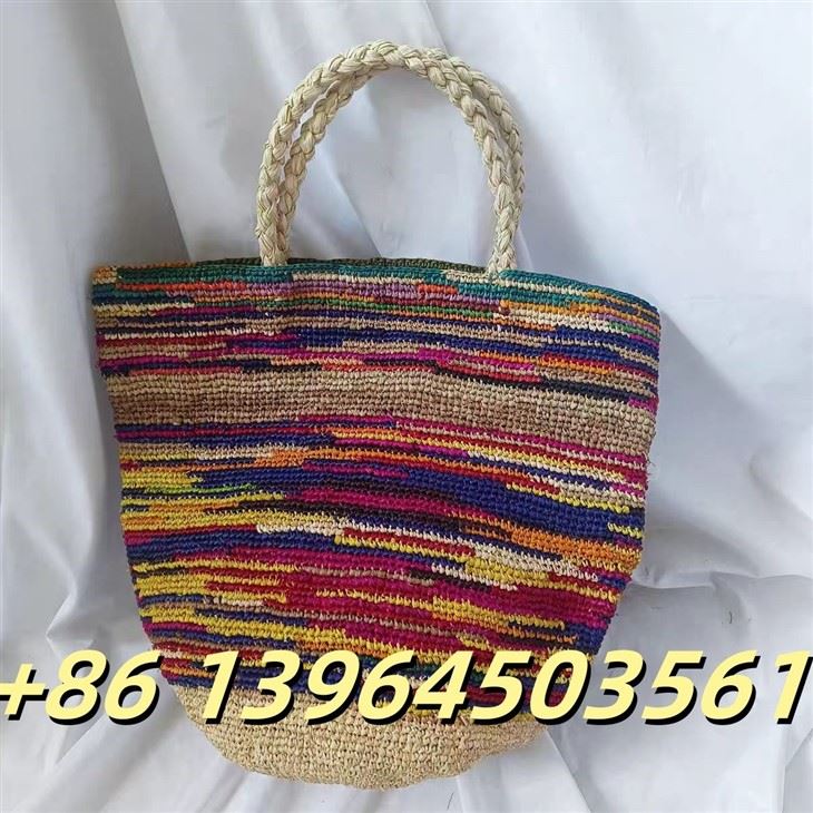 수제 멀티 컬러 Raffia 버킷