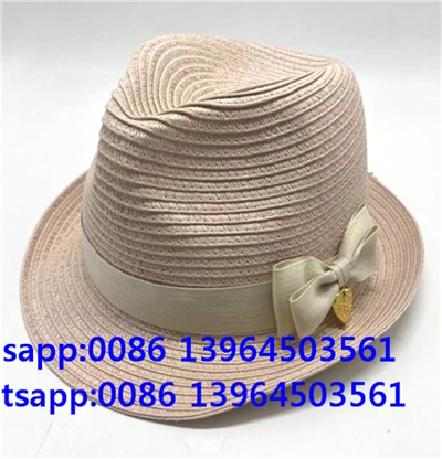 밝은 분홍색 여성 종이 밀짚 Fedora 캡 선 모자