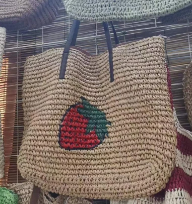 딸기 빅 페이퍼 여성 비치 백
