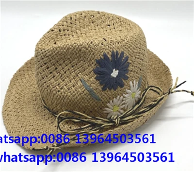 자수가 있는 손으로 짠 남자용 밀짚모자