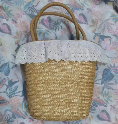 작은 천연 밀 여성 핸드백