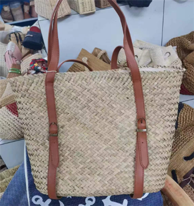 긴 푸 손잡이 밀짚 세련된 가방